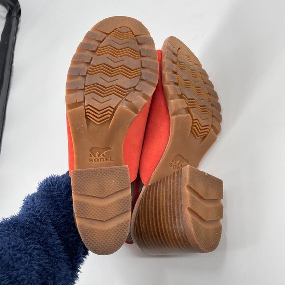 Sorel Nadia Slingback Block Heeled Orange Suede Sandals Heels Womens Size 8 - Picture 5 of 7